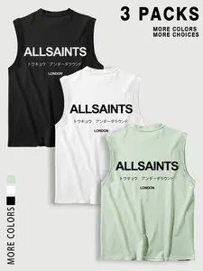 【FREE PERSOMALITY】ALLSAINTS three-piece sleeveless vest set, high-quality fabric, return to school, wear all day long, street culture effect, enhance comfort and fashion sense, Sleeveless Tank Top