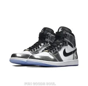 Black White Electroplated Silver High-Top Retro Basketball Shoe | Metallic Silver Colorway Streetwear Sneaker