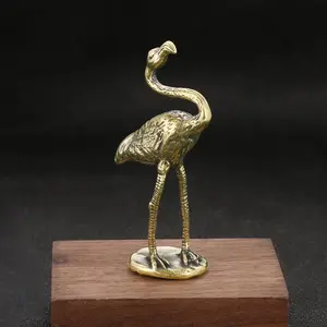 Cute Flamingo Brass Figurine Statue, Home Desktop Office Bookshelf Decoration, Wholesale Christmas Decorations, Adorable Table Ornament, Collectible Room Decor