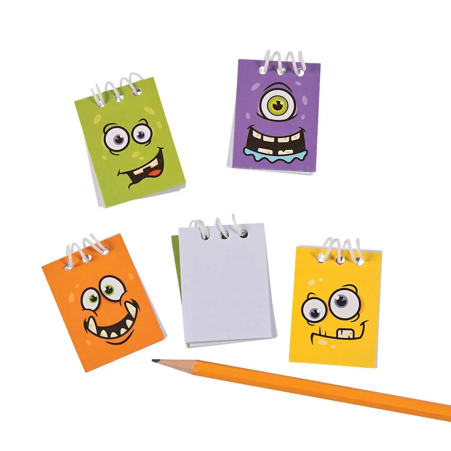 Bulk 48 Pc. Monster Face Mini Spiral Notepads