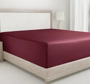 California Design Den Queen Fitted Sheet Only Cotton, Deep Pocket Soft 400 Thread Count 100% Cotton Sateen, No Pop-Off Elastic, Durable Bedding, Fitted Sheet Only (Queen, Burgundy Red)