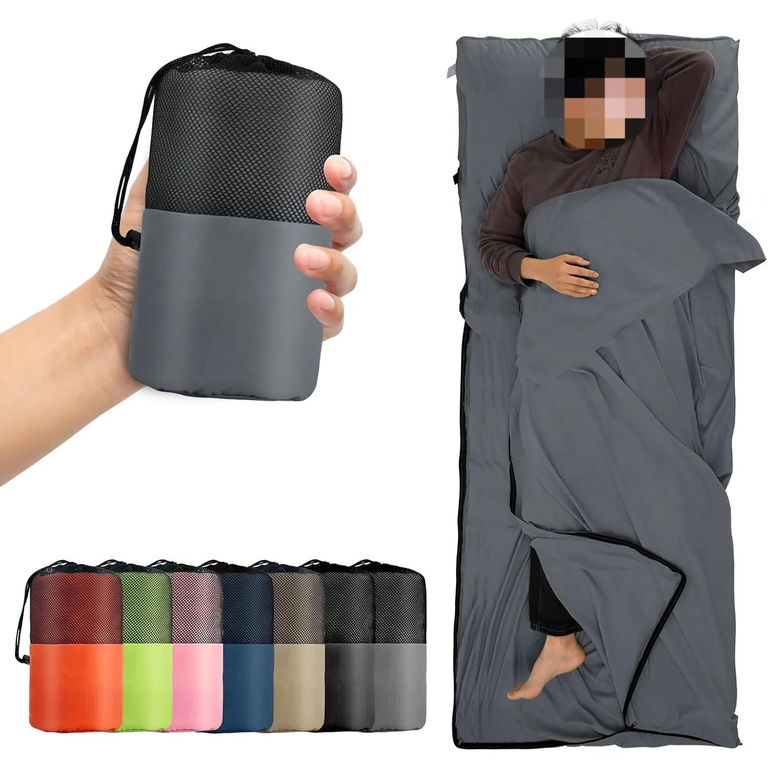 Sleeping Bag Liner, Travel Sheets & Adult Sleep Sack, Ultralight and Portable Summer Sleeping Bag - Ideal for Backpacking, Hotels and Hostels, Business Trips, Camping