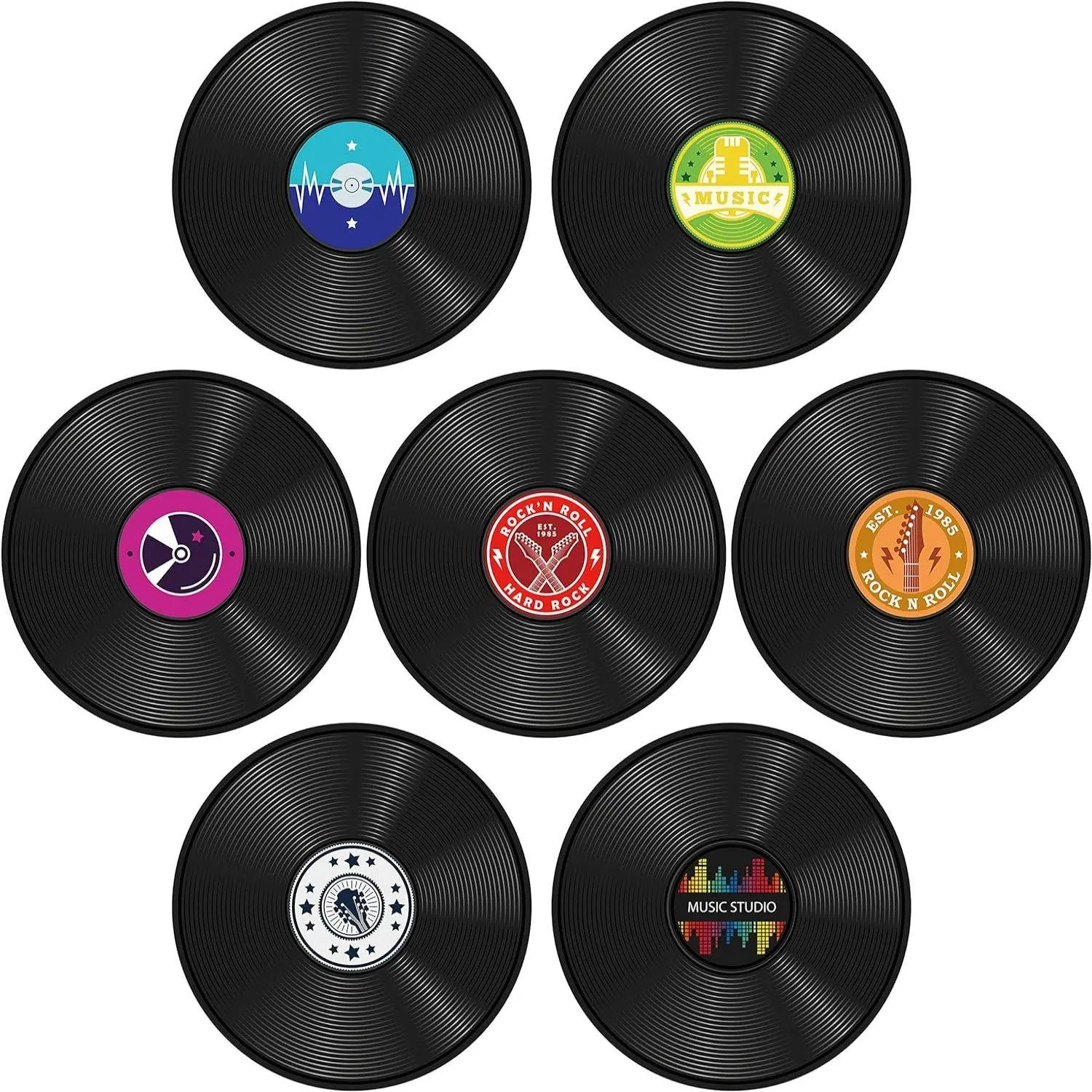 14pcs Records Poster for Wall Decoration Room, Wall Art Stickers, Rock and Roll Music Cutouts for Party Decor, Perfect for Music Lovers and Events, Decoration Items