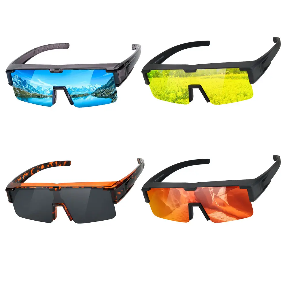 4-Piece Set Polarized Fit Over Glasses Sunglasses for Men Women, UV Protection Sports Wrap Around for Driving Cycling Fishing ST0075