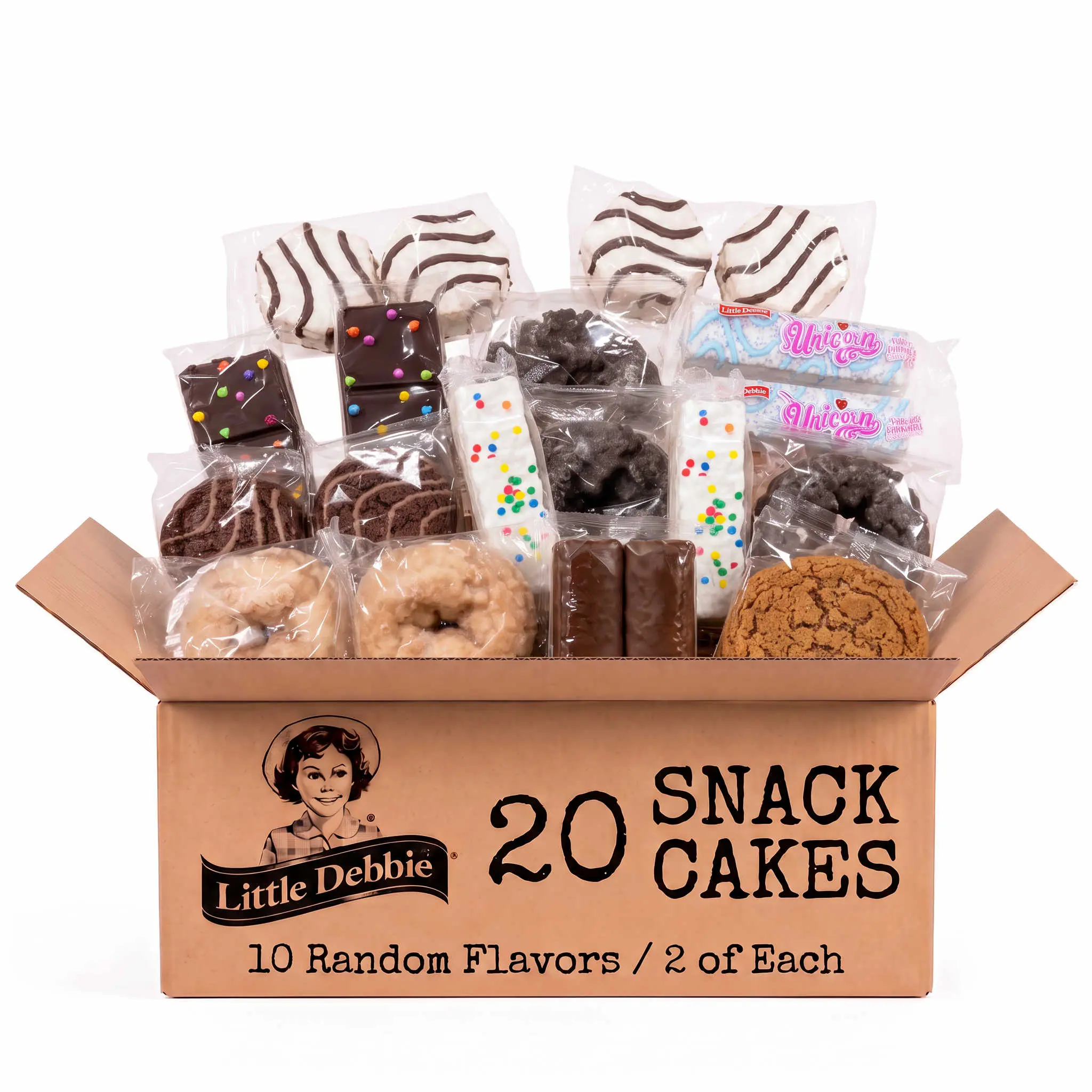 Little Debbie 20 Snack Cake Variety Sampler, 10 Flavors Including Nutty Bar Cakes and Bars, Honeybuns, Zebra Cakes, Swiss Rolls