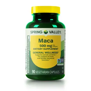 Spring Valley Maca Dietary Supplement 500mg Organic Maca Powder 90 Capsules - Supports for Hormonal Health and General Wellness, 90 Capsules