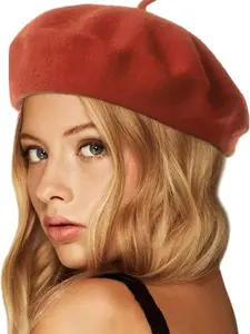 Wheebo Wool Beret Hat,Solid Color French Style Cap for Women Lady