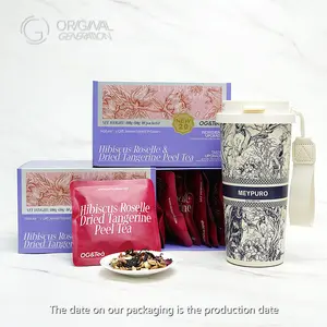 Live Special BOGO Kidney Tea 2.0 Version Roselle /Hibiscus Tangerine Tea 2 Cartons (1Carton 100g 10g×10pcs)×2 Caffeine Free With Adzuki Bean Pear Dried Tangerine Peel Sugarcane Mulberry Roselle Hawthorn Rose Apple Stevia With Forest Thermos