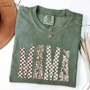 Comfort Colors Vintage Hunting Mama Camo Shirt, Retro Western Checkered Mama Tee, Deer Hunting Mom Shirt, Trendy Camouflage Shirt , Full Colors Comfort T-Shirt
