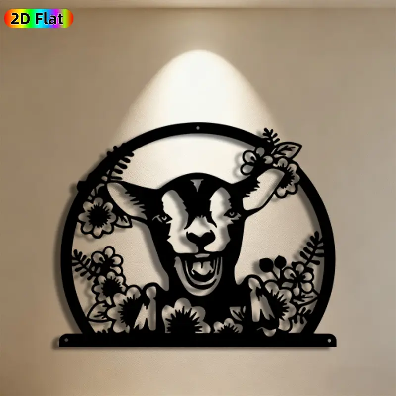 1pc Goat Metal Wall Art, Cheerful Goat Statue Mural, Ideal Gift for Easter, Thanksgiving, Farmhouse Decor Enthusiasts, Weather-Resistant Metal Wall Decor Wall Sculptures, Perfect for Garden Fence & Living Room Wall, Charming Rustic Home Decor