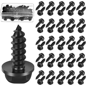 50 Pcs Black License Plate Screws with Rustproof license plate bolts 3/4" x 1/4"stainless steel screws Front Rear bolt fasteners Kit for Domestic Vehicles Cars Trucks