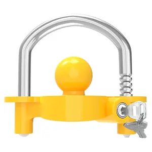 Trailer Lock Universal Coupler Ball Lock Fits 1-7/8", 2", and 2-5/16" Couplers, Boat Camper Accessories for Travel Trailers Adjustable Heavy-Duty Steel Hitch Lock Yellow，Automotive Tools