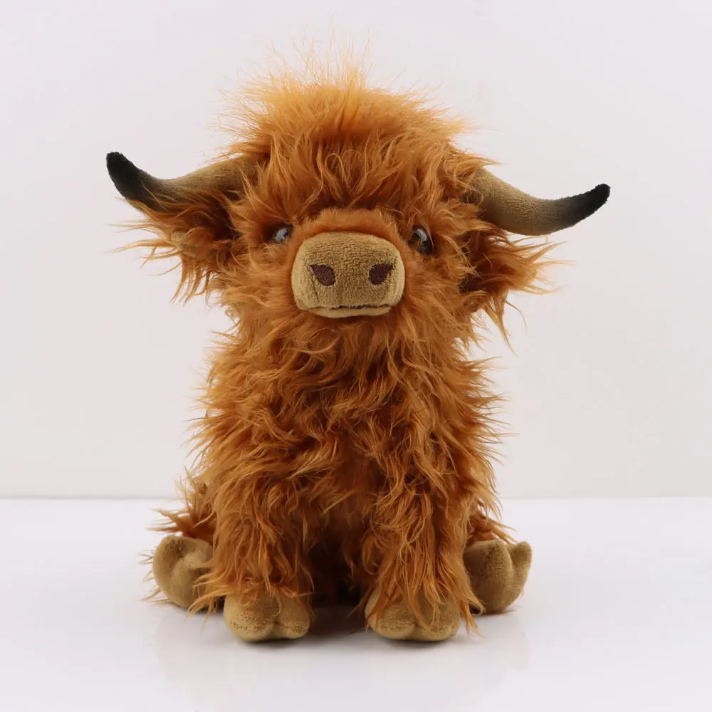 Quirky Fluffy Highland Cow Plush Toy, Realistic Long-Haired Cow Doll, Home Decoration and Gift for Friends