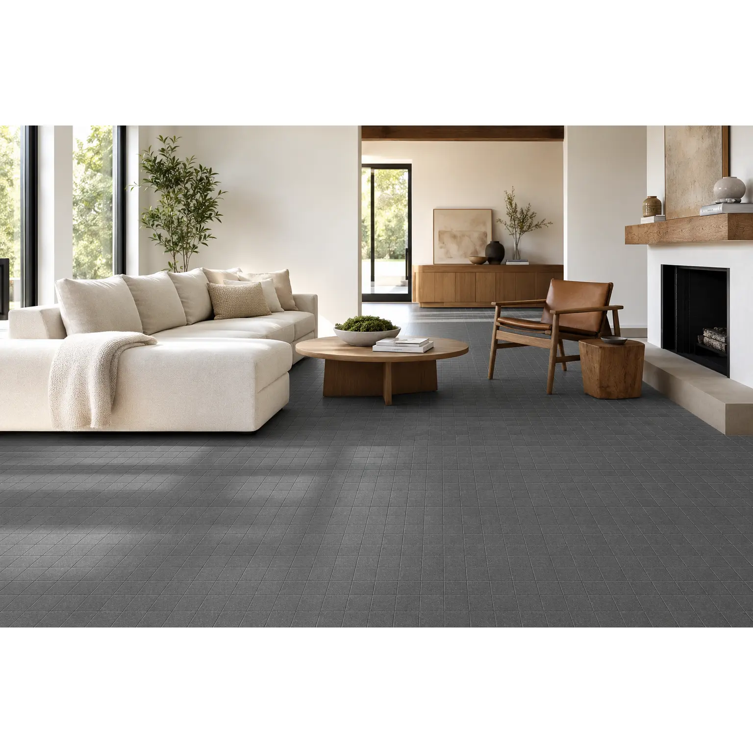 Topcu Stride Dark Grey 2" x 2" Porcelain Mosaic Tile | Spotlight Savings