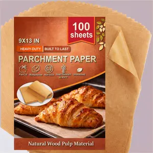 100-Pack 9x13 Inch Parchment Paper Sheets: Unbleached, Non-Stick Precut for Baking, Air Fryer, Grilling & Steaming, 100 Count
