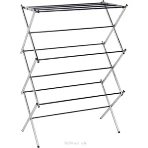Foldable Portable Laundry Drying Rack for Indoor Air Drying Clothing, 14.5 x 29.5 x 41.8 inches (LxWxH), Chrome SilverDD15tool sdx