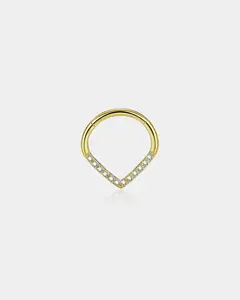 Clear CZ Triangle Septum Ring