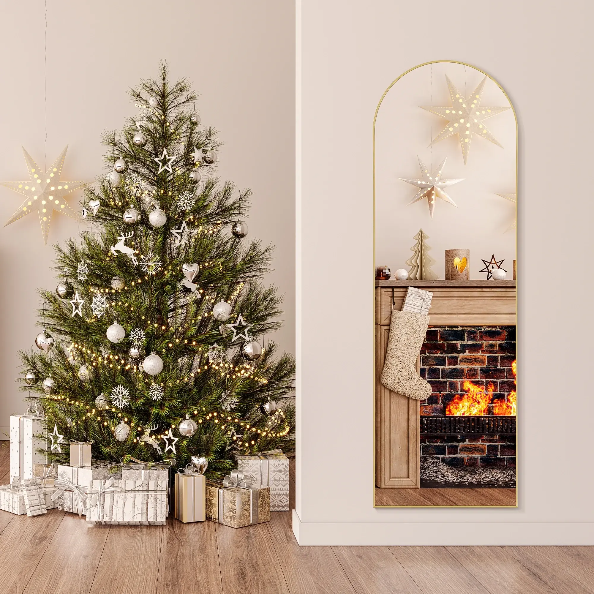 EDX Arched Full Length Mirror 59"x16",64" x 21" Full Body Mirror Rectangle Free Standing Wall Mounted Leaning Hanging Floor Mirrors, Gold