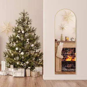 EDX Arched Full Length Mirror 59"x16",64" x 21" Full Body Mirror Rectangle Free Standing Wall Mounted Leaning Hanging Floor Mirrors, Gold