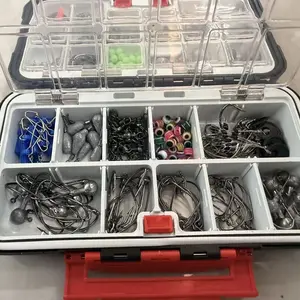 410pcs Fishing Accessories Kit with Waterproof Tackle Box, Including Jig Heads, Fishing Hooks, Sinkers, Swivels, Snaps, High Carbon Steel Fishing Gear Set for Saltwater & Freshwater