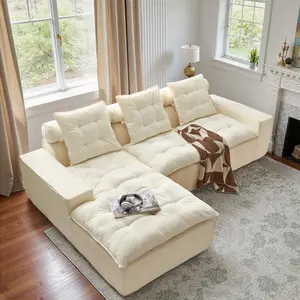 Modular Chenille Sectional Boneless Sofa,Oversized Chaise Lounge with Deep Seats, Modular Cloud Sleeper Sofa with Chaise, Free Combination, No Assembly Required, living room furniture