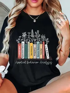 100% Cotton Applied Behavior Analysis Book Wildflower ABA RBT Therapist T-Shirt