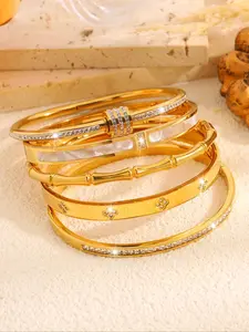 Elegant Fashion Bangle Bracelet Set, Stainless Steel Jewelry for Party, Daily Clothing Decor, Trendy Stack Bangle, Trendy All-match & Exquisite Jewelry for Birthday Gift, Bangles Bracelets Set