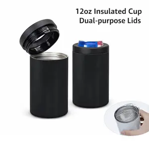 Cross-border Cold Tank 12oz Stainless Steel Straight Sublimation Ice Cup, Outdoor Double Lid Beer Cold Cup – Perfect for Summer Drinks, Picnic, and Outdoor Adventures