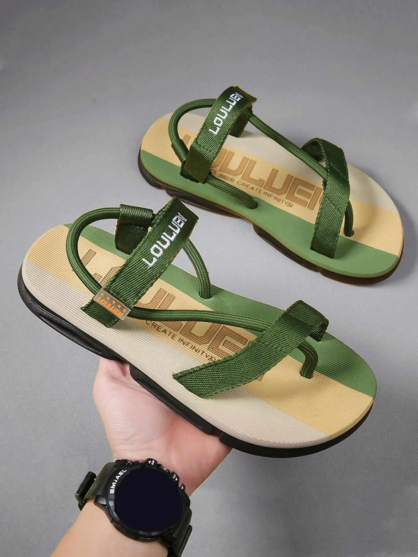 Men's Fashion Striped Sandals, Casual Summer Flip Flops, Comfortable Soft Sole, Durable Anti-Slip, All-Season Minimalist Design