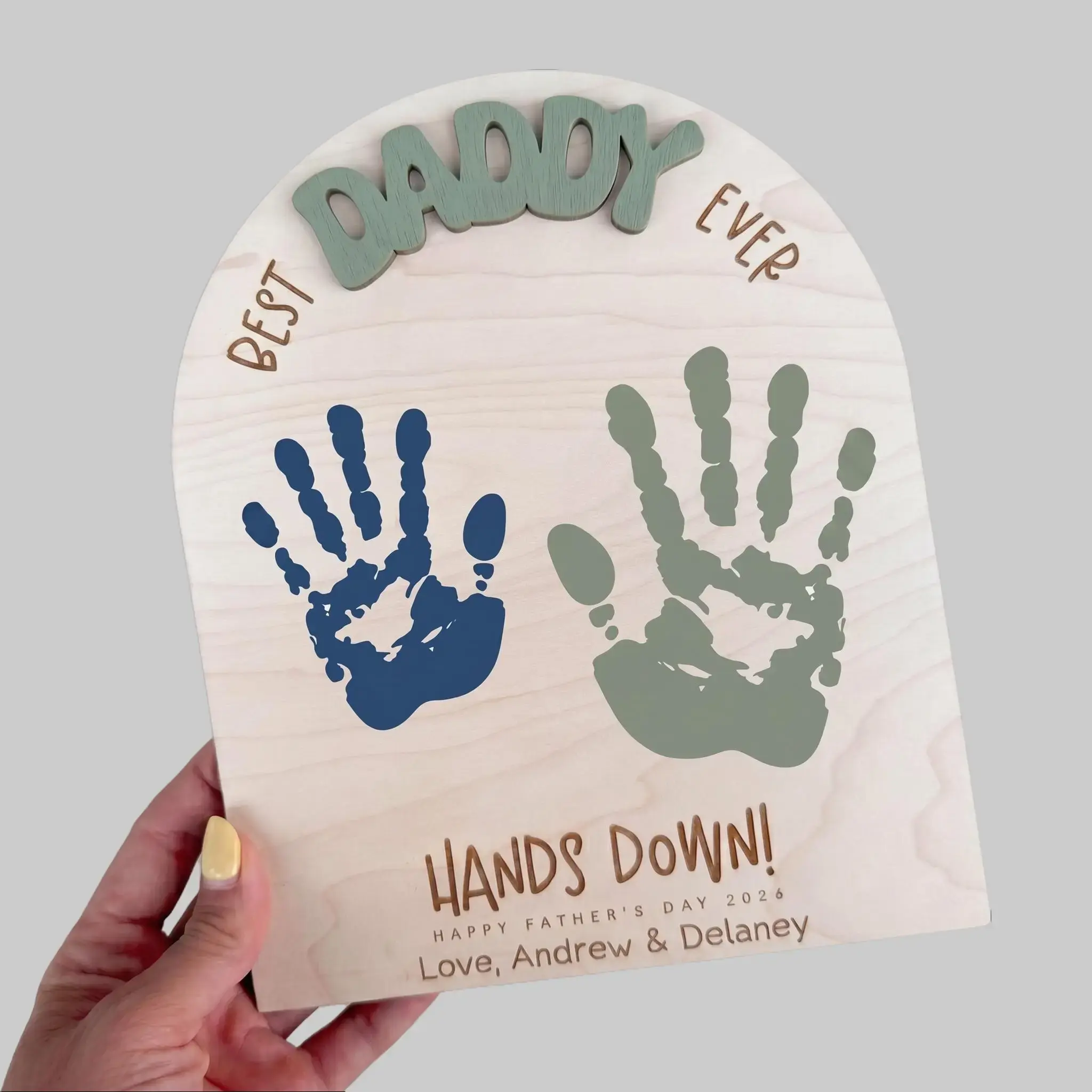 First Father's Day Gift From Child, Dad Handprint Board, DIY Kids Handprint Sign, Keepsake Gift For Baby's First Father's Day Craft, Gift For Dad