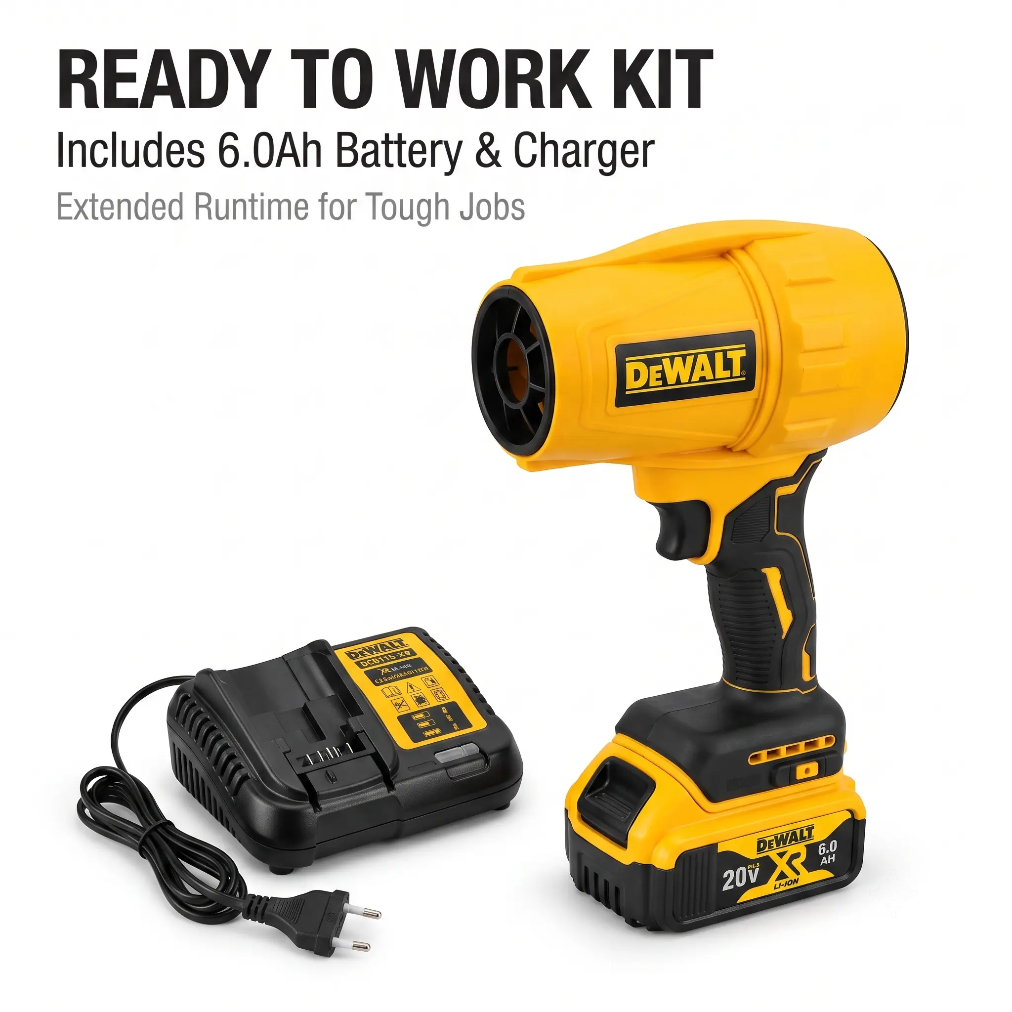 DEWALT 20V Cordless Brushless Motor Air Blower, Handheld Rechargeable Dust Removal Tool with 800G Thrust, Turbo Fan for Tight Spaces, Ideal for DIY Enthusiasts (Battery Included, Cells-Powered)