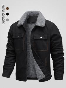 men's solid pocket zipper fleece jacket, regular fit casual long sleeve collared outerwear for fall & winter, men's clothes for daily wear