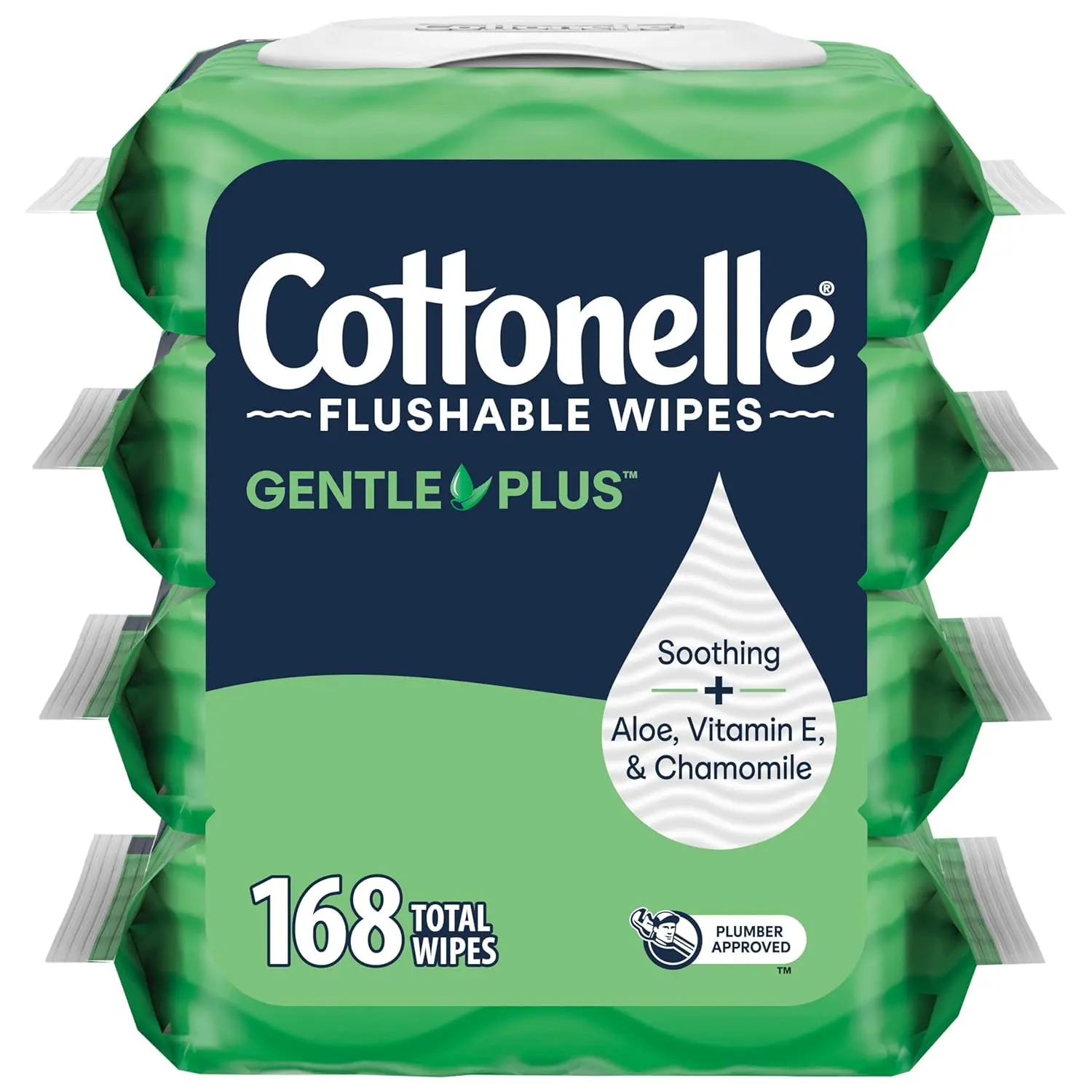 168-Count Adult Personal Cleansing Wet Wipes with Aloe & Vitamin E, 4 Flip-Top Packs, 42 Wipes Each for Home, Travel & Everyday Care