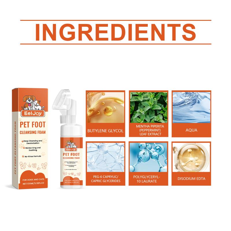 Foot foam cleaner - Gentle cleaning for cats and dogs' feet and ears, removing earwax, paw pads and odor.litter pellets, spray, litter tray, litter box, removal