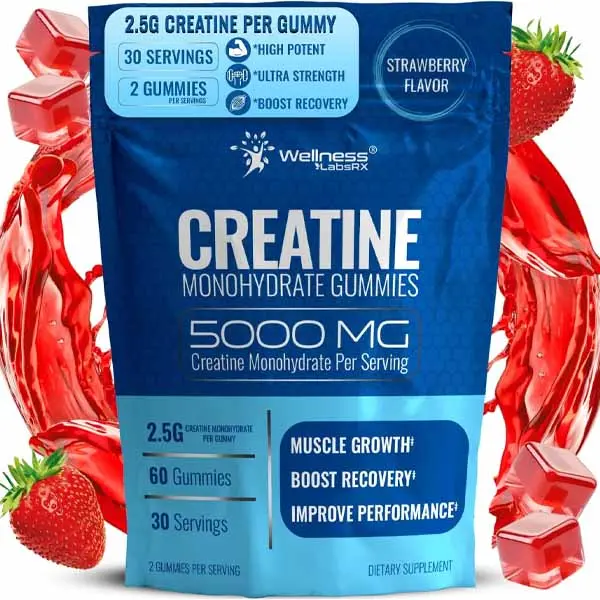 [Hot Sale 2026!!!] Creatine Gummies 5000mg, 30 Servings Creatine Monohydrate Gummies - Third-Party Tested Creatine for Women, Strawberry Flavor Creatine for Men, Muscle Growth, Strength, and Recovery - Pack of 1