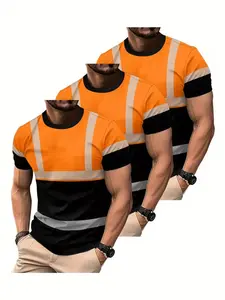 Men's Casual Sporty T-Shirts 3-Pack, Breathable Lightweight Fabric, Round Neck Short Sleeves, Durable Printed Design