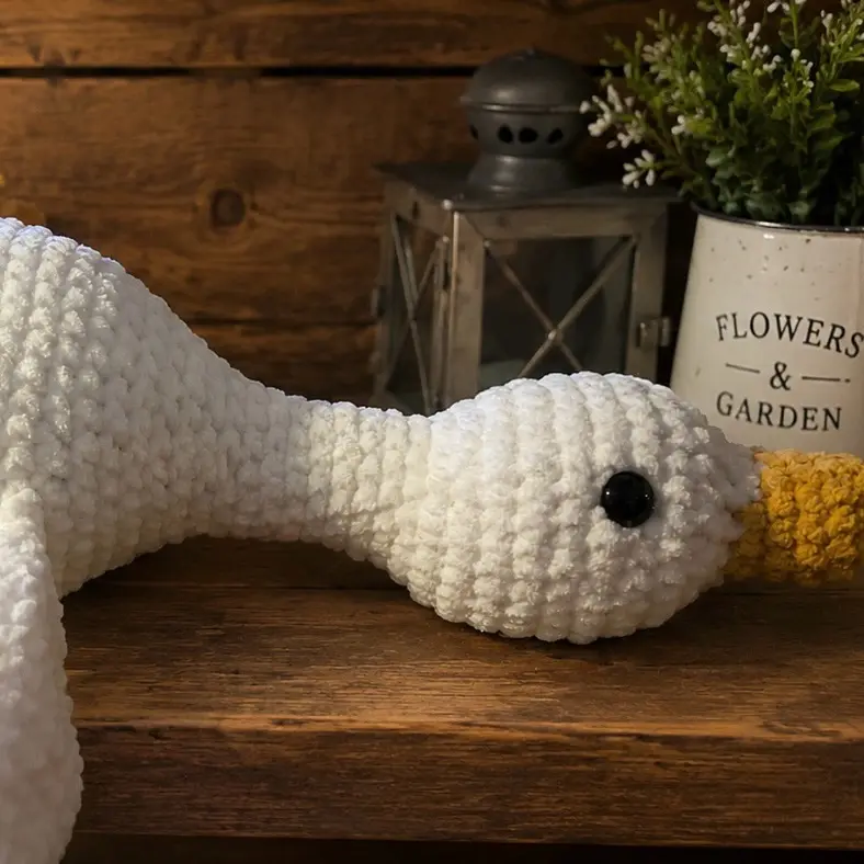 Hand crocheted laying goose