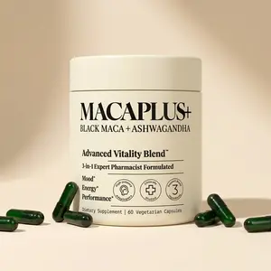 MACAPLUS+ 40,000mg 40x Strength Organic Black Maca Root + Ashwagandha + Fenugreek - #1 Highest Potency Black Maca Root Capsules for Men and Women Supplement 100% Pure Maca Peruana 40:1 Powder Pills