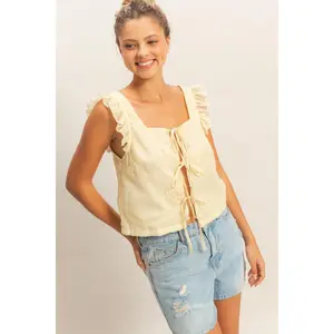 HF Yellow Gingham Ruffle Top