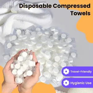 50 PCS Disposable Compressed Face Towel, 1 Set Wipe Hands Compressed Bathroom Portable Mini Compressed Tissue, Hand Compression Touch Towel, Face Towel Wash Cloth for Home Restroom Office Use, Bathroom Accessory