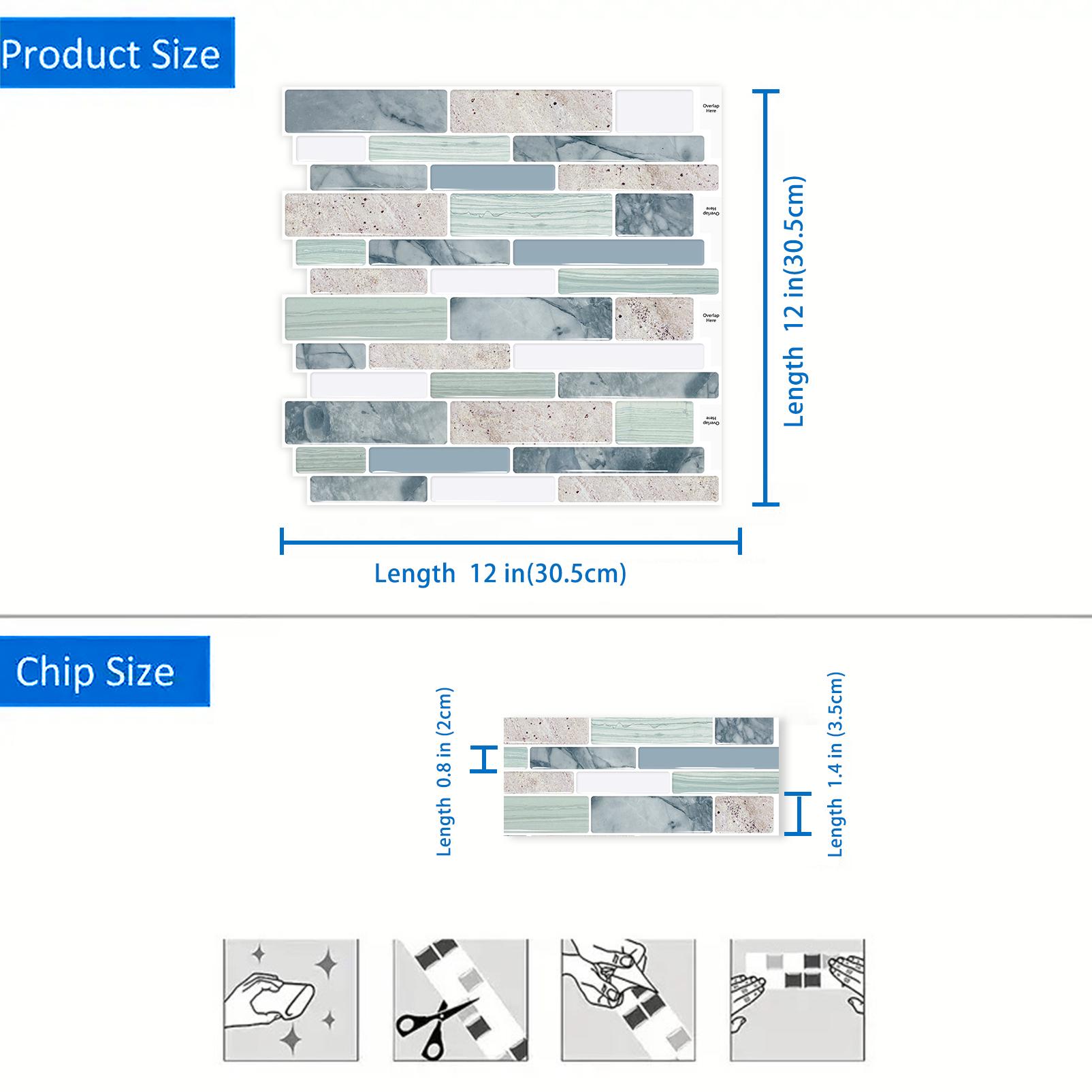 DEWOO Self-Adhesive Tile Decals — Decorate and Protect Your Backsplash | Grid Design | Elevate Your Space | Rental-Friendly Wall Decor ，KitchenMakeover，DIYProject（Pack of 10）