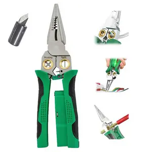 8 in 1 Wire Stripper with Voltage Tester, 8 in One Wire Stripping Pliers for Cutting and Pulling Wires, Cable Stripper Tool,  Electrician Pliers for 12V to 250V Live, Null, Hot Wire, Audible and Flashing LED Alarms