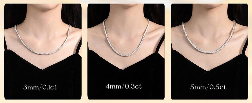 2.5-6.5mm Real Moissanite Tennis Necklace For Women Men D Color Lab Diamond S925 Silver Neck Chain Jewelry With GRA Certificate