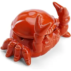 Crab Ashtray with Lid, Ceramic Windproof Cigarette Ashtray for Indoor or Outdoor Use Desktop Decoration Crab Pincers Holder for Hold Cigarette, Pen
