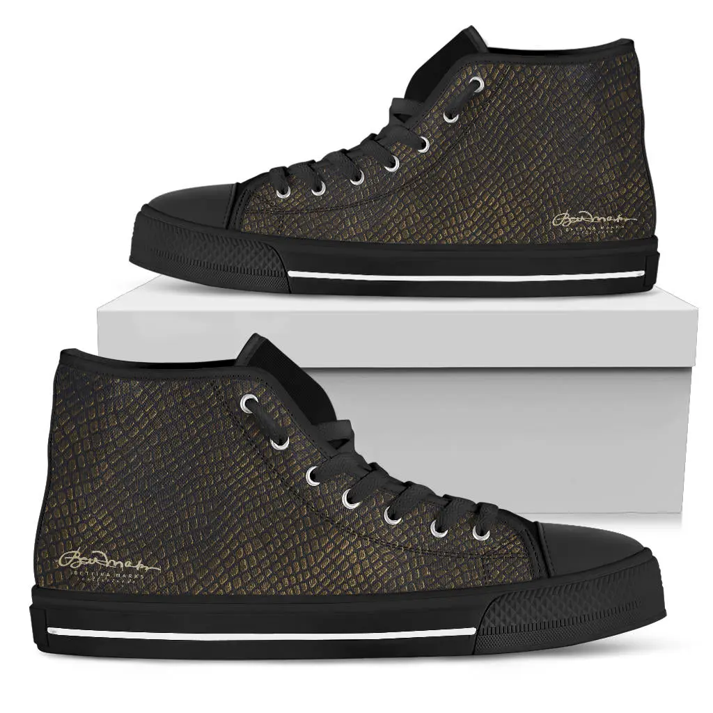 Bronze Crocodile High Top Sneakers