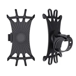 360° Rotatable Full Silicone Bike Phone Holder, Universal Motorcycle Scooter Handlebar Cell Phone Mount, Adjustable Elastic Strap Cycling Navigation Bracket Fits 4~6.5 Inch Smartphones