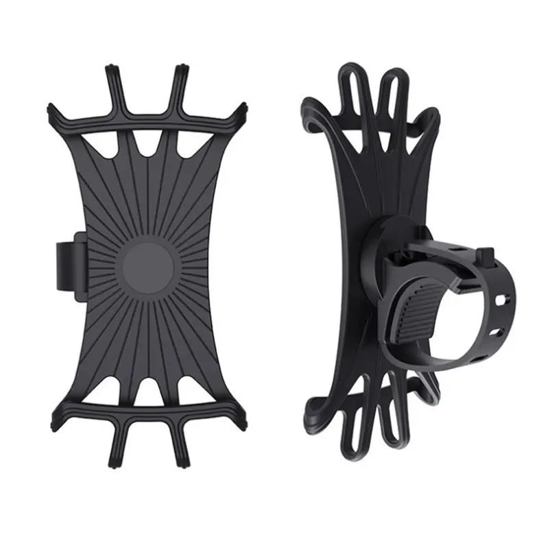 360° Rotatable Full Silicone Bike Phone Holder, Universal Motorcycle Scooter Handlebar Cell Phone Mount, Adjustable Elastic Strap Cycling Navigation Bracket Fits 4~6.5 Inch Smartphones