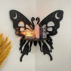 Butterfly Shaped Wall Mounted Storage Rack, Wooden Corner Display Shelf, Household Storage Organization for Hallway, Bedroom, Home, Decor, Wall Mounted Organizer, Vintage Home Decor