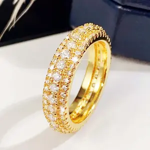Three-row zircon ring for men and women, wedding jewelry, birthday gift for girlfriend