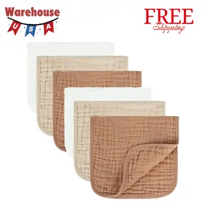 Baby Burp Cloth 100% Cotton Muslin Burp Cloth 10x20 inches (White & Coffee 6 Pieces)